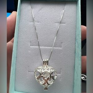 Elegant Silver Heart Phenacite locket Necklace